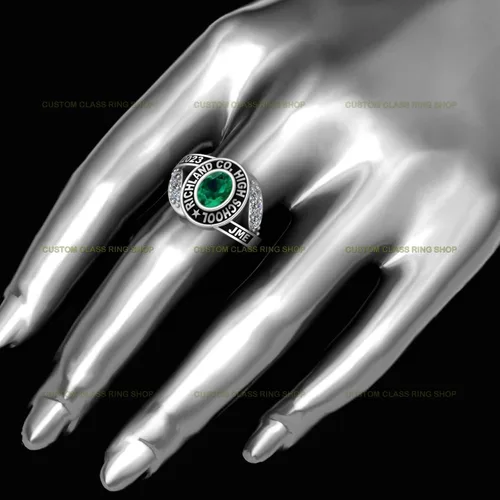 Vista 4 de Joyería de anillo de clase escolar personalizada para mujer en silver925