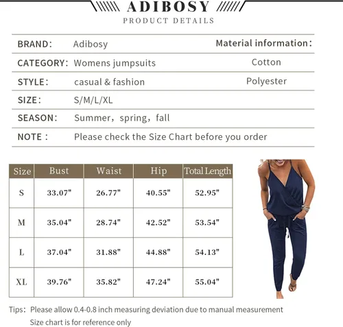 Vista 5 de Adibosy Enterizo de verano para mujer, sin mangas, overol casual, overol de una pieza para mujer