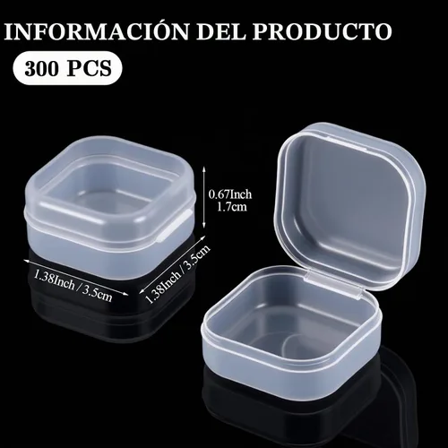 Vista 2 de Soaoo 300 piezas de contenedores pequeños de almacenamiento de plástico para organizar con tapa con bisagras, caja transparente de suministros
