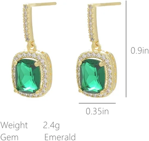 Vista 6 de Uncle J Aretes colgantes de araña de esmeralda vintage, chapados en oro de 18 quilates, lágrima de cristal austriaco verde para mujer, novia, boda