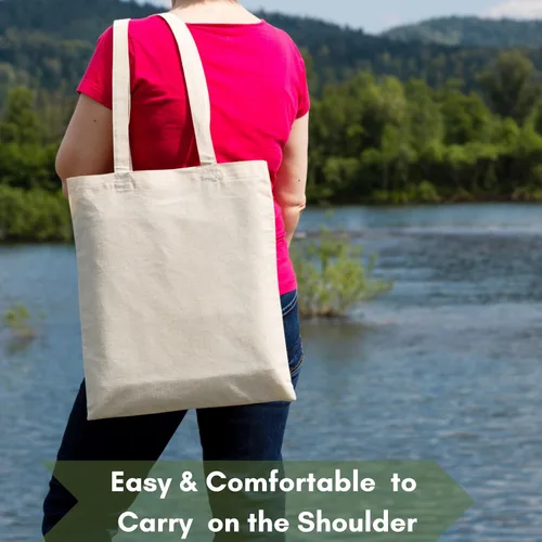 Vista 2 de WHITEWRAP Tote Bag Cloth Bags Foldable Shopping Bag with Sturdy Handles Cotton Tote Bag Lightweight Durable Reusable