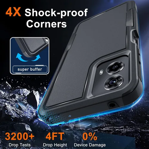 Vista 3 de Funda compatible con Moto G 5G 2024, cuerpo completo, resistente, resistente, a prueba de golpes, con correa de cordón, protector de pantalla