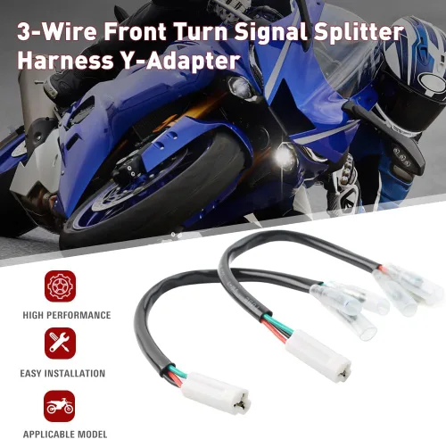 Vista 2 de Three T 2 piezas de arnés de cableado de señal de giro 3 cables, conector plug and play, arnés divisor de señal de giro Y-Adapter para Yamaha R1 R3