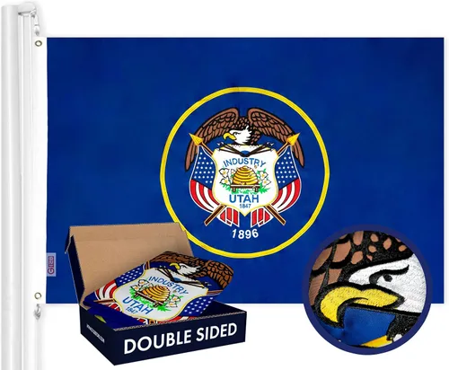 Vista 17 de G128 Bandera del Estado de Alabama 3 x 5 pies Serie Double ToughWeave de doble cara con costura de 210D de poliéster Rayas cosidas