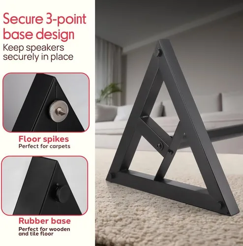 Vista 4 de Pyle Par de Soportes para Altavoces de Sonido - Soporte para Play 1 y 3, Altura Telescópica Ajustable de 26" - 52", Base Triangular de Tres Puntos