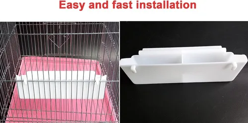 Vista 5 de Comedero para pájaros, dispensador de agua de semillas de plástico para loros, cacatúas, palomas, gorriones con 2 cucharas para pájaros Seed Water