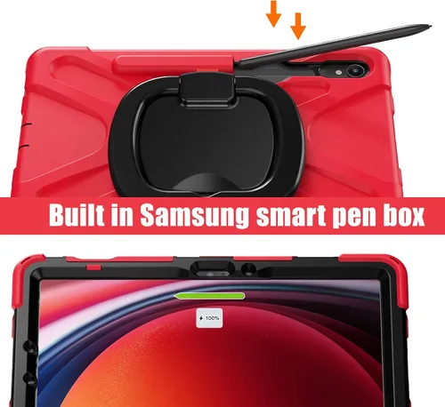 Vista 4 de Funda para Galaxy Tab S9 Plus de 12.4 pulgadas 2023 con soporte para bolígrafo S, funda protectora resistente a prueba de golpes con soporte