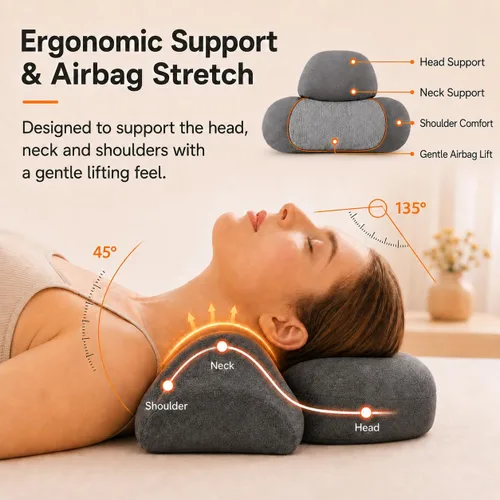 Vista 10 de Almohadas de masaje de cuello 3 en 1 con calor para aliviar el dolor de tejido profundo, corrector cervical recargable de joroba cervical, soportes