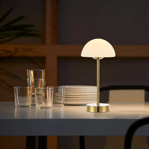 Vista 5 de JONATHAN Y Lámpara de mesa LED portátil recargable moderna de 12.5 pulgadas, latón/blanco, lámpara de acento táctil regulable inalámbrica
