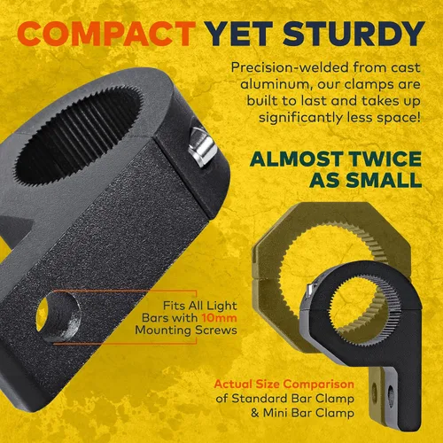 Vista 3 de LAMPHUS Kit de montaje con abrazaderas para barra de luz todoterreno ATV UTV Mini Kit de abrazaderas de barra [0.75"/1"/1.25" pulgadas]