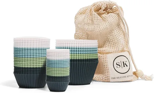 Vista 11 de The Silicone Kitchen JUMBO - Vaso reutilizable de silicona para hornear, no tóxico, sin BPA, apto para lavavajillas, Jumbo, paquete de 12, blanco