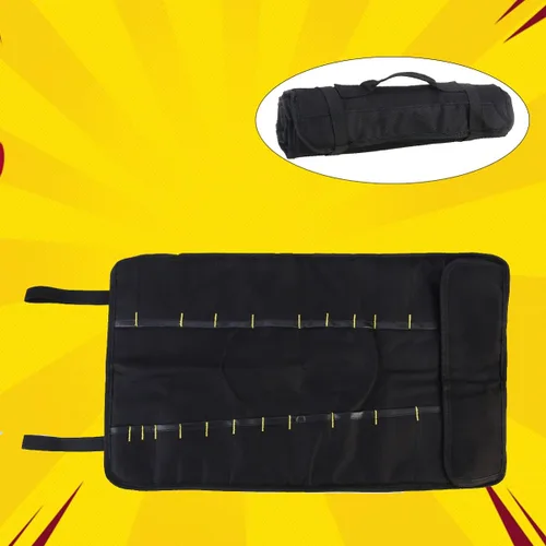 Vista 8 de Lurrose Bolsa de herramientas rodante portátil plegable alicates destornillador, llave inglesa, estuche de transporte, bolsa enrollable, organizador