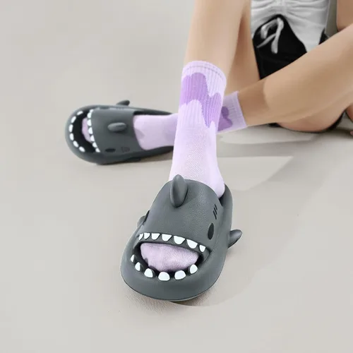 Vista 5 de Sandalias de tiburón para hombre y mujer, novedosas sandalias de verano con punta abierta, antideslizantes, para playa, piscina, ducha con suela