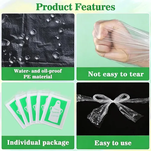 Vista 3 de Elisel Delantales desechables para pintura infantil: 200 piezas de plástico transparente para niños, desechables, impermeables, a prueba de aceite