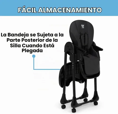 Vista 8 de Little Folks by Delta Children 2-in-1 SlimFold High Chair for Babies and Toddlers, Black Negro