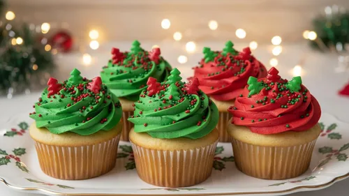 Vista 4 de NCS Gránulos comestibles en forma de árbol de Navidad – Decoración de cupcakes y galletas rojas y verdes, 7 onzas
