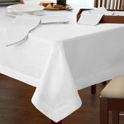 Vista 12 de Elrene Home Fashions Villeroy & Boch La Classica - Mantel de lino, ideal para comidas formales o uso diario, 70 x 96 pulgadas, color marfil