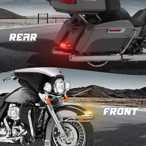 Vista 6 de Luces de guardabarros delanteros y traseros, luz de freno de punta de guardabarros LED compatible con Harley Electra Glide Road King Softail