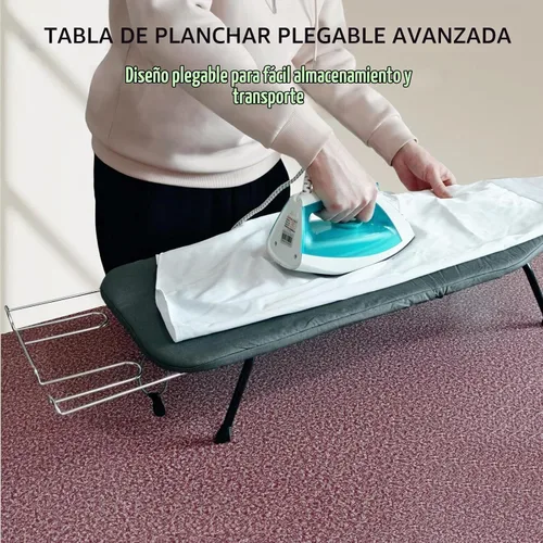 Vista 3 de Tabla de planchar compacta y plegable, con soporte para plancha y cubierta resistente al calor, mini tabla de planchar portátil antideslizante