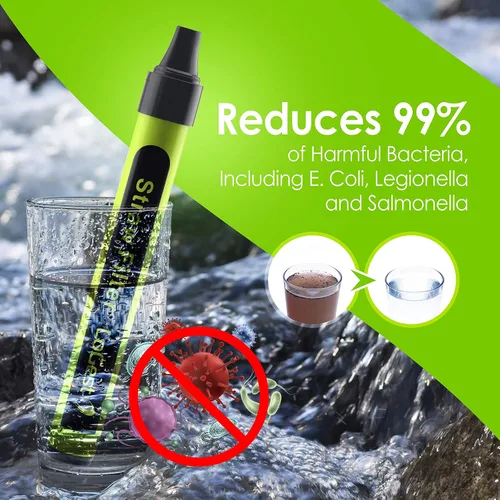 Vista 4 de Paquete de 4 popotes de filtro de agua – Dispositivo purificador de agua – Filtración de agua personal portátil para supervivencia – para kits