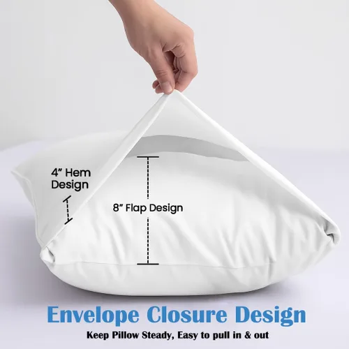 Vista 4 de Comfort Beddings Juego de 4 fundas de almohada Queen – 100% algodón orgánico, satén de 600 hilos, fundas de almohada suaves y cómodas con cierre