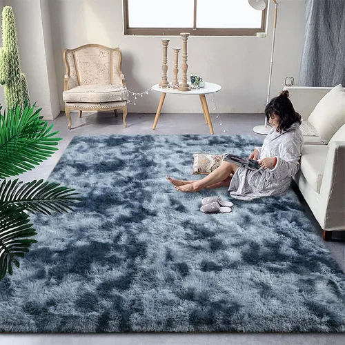 Vista 29 de DweIke Alfombras de pasillo beige esponjosas para dormitorio, 2 x 6 pies, alfombra larga de felpa suave para niñas y niños, antideslizante y lavable