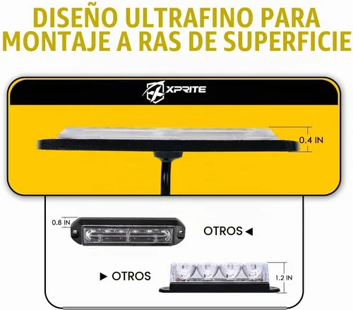 Vista 2 de Xprite Kit de luces estroboscópicas de montaje en superficie ámbar de 24 LED con panel de control, parrilla de parrilla lateral, luces intermitentes