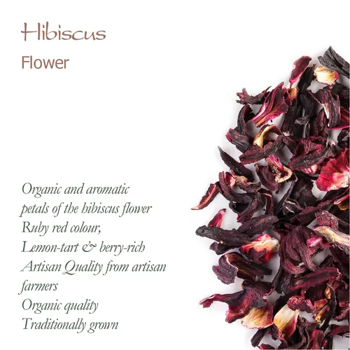 Vista 5 de Hibisco Flores orgánicas Té de hierbas - Tarta de limón y bayas rica - Malva clásica de rosa agridulce - Flores de hibisco Té de hibisco seco Flor