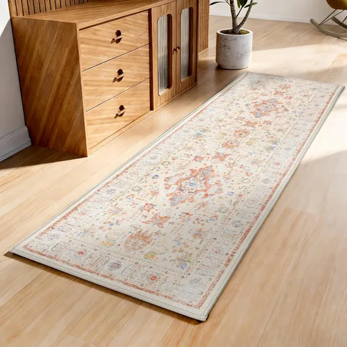 Vista 18 de AREDO Alfombra de pasillo con parte trasera de goma antideslizante, alfombra de piso suave lavable para cocina, pasillo, entrada