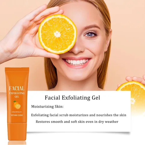 Vista 2 de Gel exfoliante facial, gel exfoliante naranja para cara, limpieza profunda, exfoliante, piel facial (1 unidad)