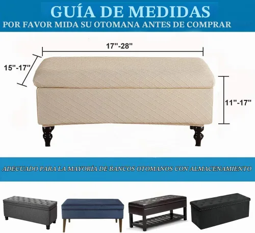 Vista 6 de ANWUCHEN Funda otomana rectangular, funda otomana de almacenamiento elástica, funda otomana de jacquard rectangular, extraíble, funda de banco