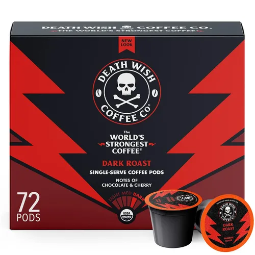 Vista 23 de Death Wish Coffee Cápsulas de tostado medio de una sola porción – El café más fuerte del mundo – Mezcla más ligera de granos arábica audaz y Robusta