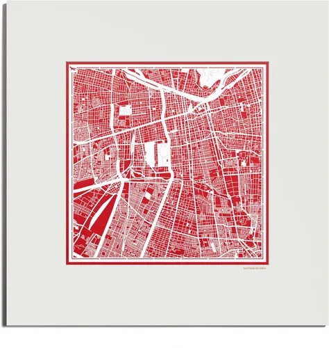 Vista 68 de O3 Design Studio San Diego, CA Paper Cut Map Matted Grey 20x20 in Paper Art