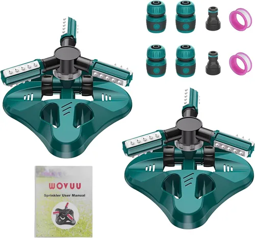 Vista 12 de Aspersor de jardín, rociadores de césped mejorados, sistema automático de rociador de agua de césped giratorio de 360 grados, rociador de manguera