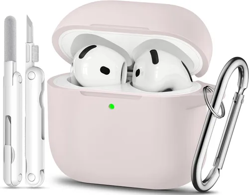 Vista 17 de Funda para AirPods Pro, funda de silicona suave compatible con Airpods Pro de 2ª/1ª generación para mujeres y niñas, con kit de limpieza y llavero 1