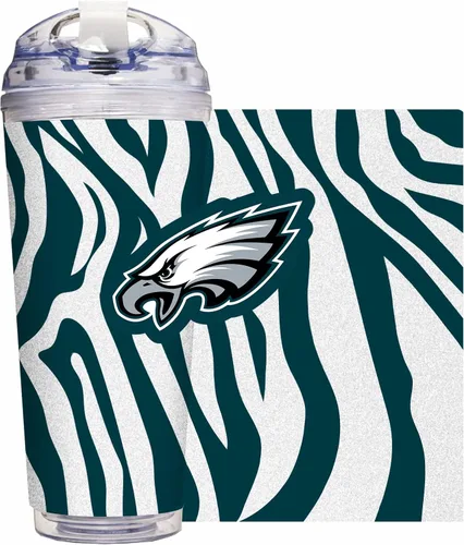 Vista 20 de Rico Industries NFL Football Glitter 24 onzas Vaso de purpurina acrílico con tapa con bisagra, Vaso de doble pared oficialmente licenciado con pajita