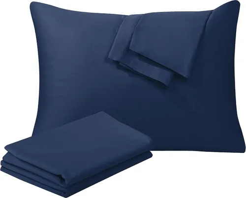 Vista 16 de Juego de 2 protectores de almohada de algodón egipcio 100%, tejido satinado de 400 hilos, protectores de almohada estilo cremallera de fácil cuidado