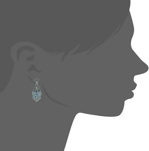 Vista 5 de Slaksworld - Juego de collar con colgante de geometría azul chapado en rodio para mujeres y niñas, diamantes multicolores americanos, cadena