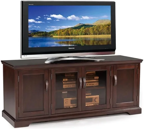 Vista 9 de Leick Home 87360 - Soporte de TV con almacenamiento cerrado para televisores de 65 pulgadas, color marrón cereza Westwood Cereza marrón/negro