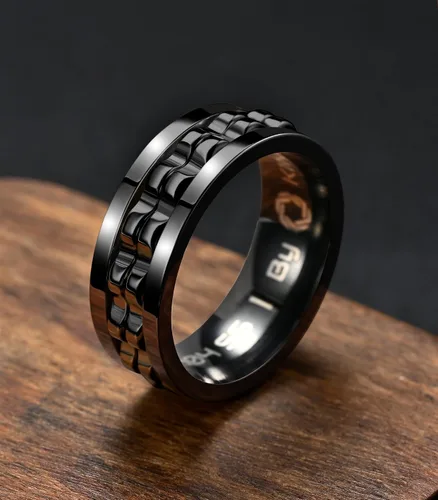 Vista 2 de King Ring Anillos giratorios de engranajes de 0.315 pulgadas – Anillos para ansiedad ultra pulidos para hombres y mujeres – Diseñado en Estados