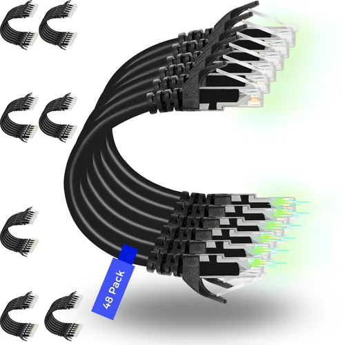 Vista 11 de Rapink Patch Cables Cat6 - Cable de conexión Ethernet Cat6 de 0.5 pies (paquete de 24), 10G, cable de conexión Cat 6 para panel de conexiones a