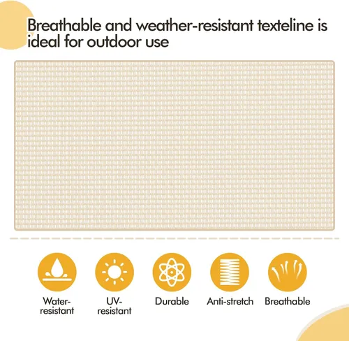 Vista 8 de Yaheetech Planeador de 2 asientos para exteriores con mesa central, sofá biplaza mecedora para patio con marco de metal resistente de malla Beige
