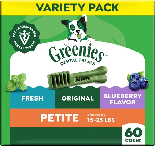 Vista 20 de Greenies Golosinas dentales naturales para perros adultos recomendadas por veterinarios, tamaño pequeño, sabor arándano, paquete de 12 onzas, 20
