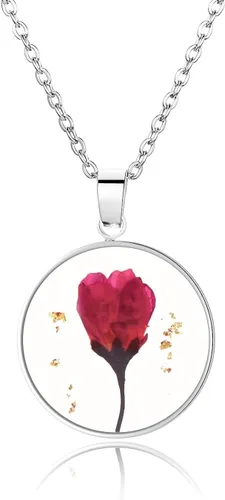 Vista 86 de Pressed Flower Necklace Gift for Women Personalized Handmade Necklaces Birth Flower Necklace