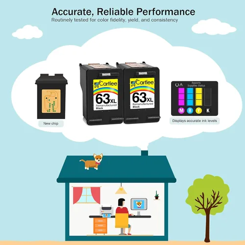 Vista 6 de Cartlee Cartuchos de tinta remanufacturados de repuesto para HP 63XL 63 XL para Envy 4512 4520 DeskJet 3632 2130 1110 1111 1112 2132 3630 3634 3637