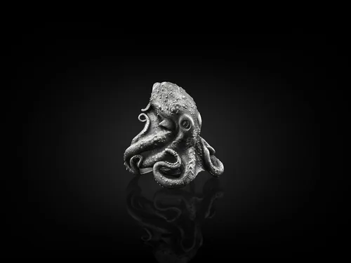Vista 7 de BySilverStone Jewelry - Anillo hecho a mano de pulpo de plata de ley para hombre, anillo de motociclista animal de pulpo, joyería de plata