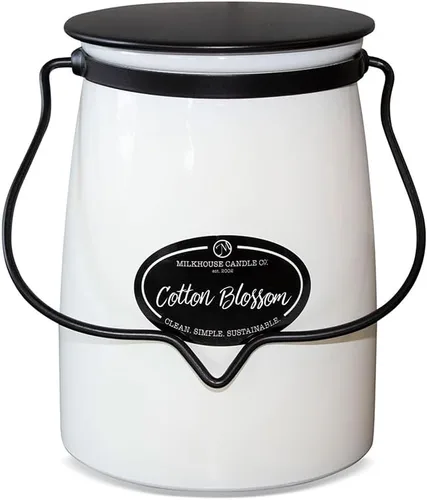 Vista 17 de Milkhouse Candle Company, Cotton Blossom, Creamery Glow Collection Vela perfumada de soya con aroma a flor de algodón: Vela en botella de leche, 14