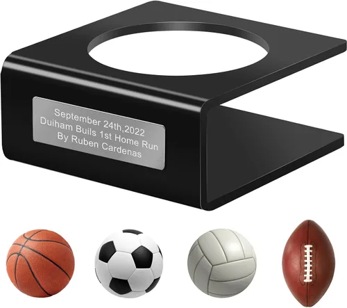 Vista 8 de Cooyes Soporte de bola de acrílico personalizable - Soporte de exhibición para baloncesto, fútbol, rugby, voleibol, fútbol, soporte para pelotas