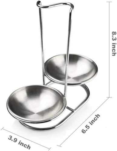 Vista 3 de Soporte vertical doble de acero para cucharas con cuencos de 4 pulgadas