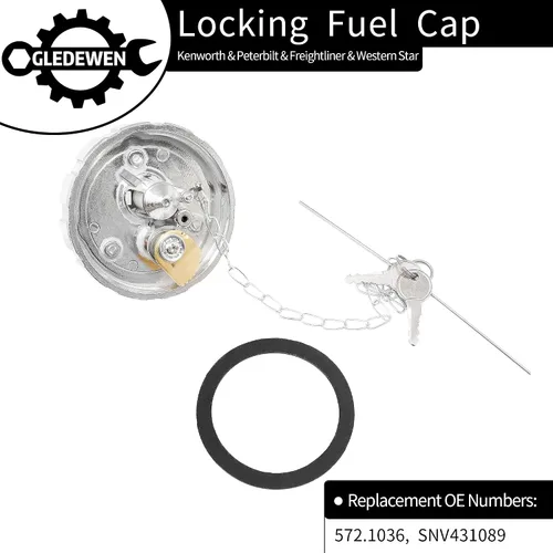 Vista 3 de Tapa de combustible de bloqueo (1 unidad), Compatible con Kenworth Peterbilt Freightliner Western Star, rosca de 3 1/2 pulgadas, ventilada de 5.5